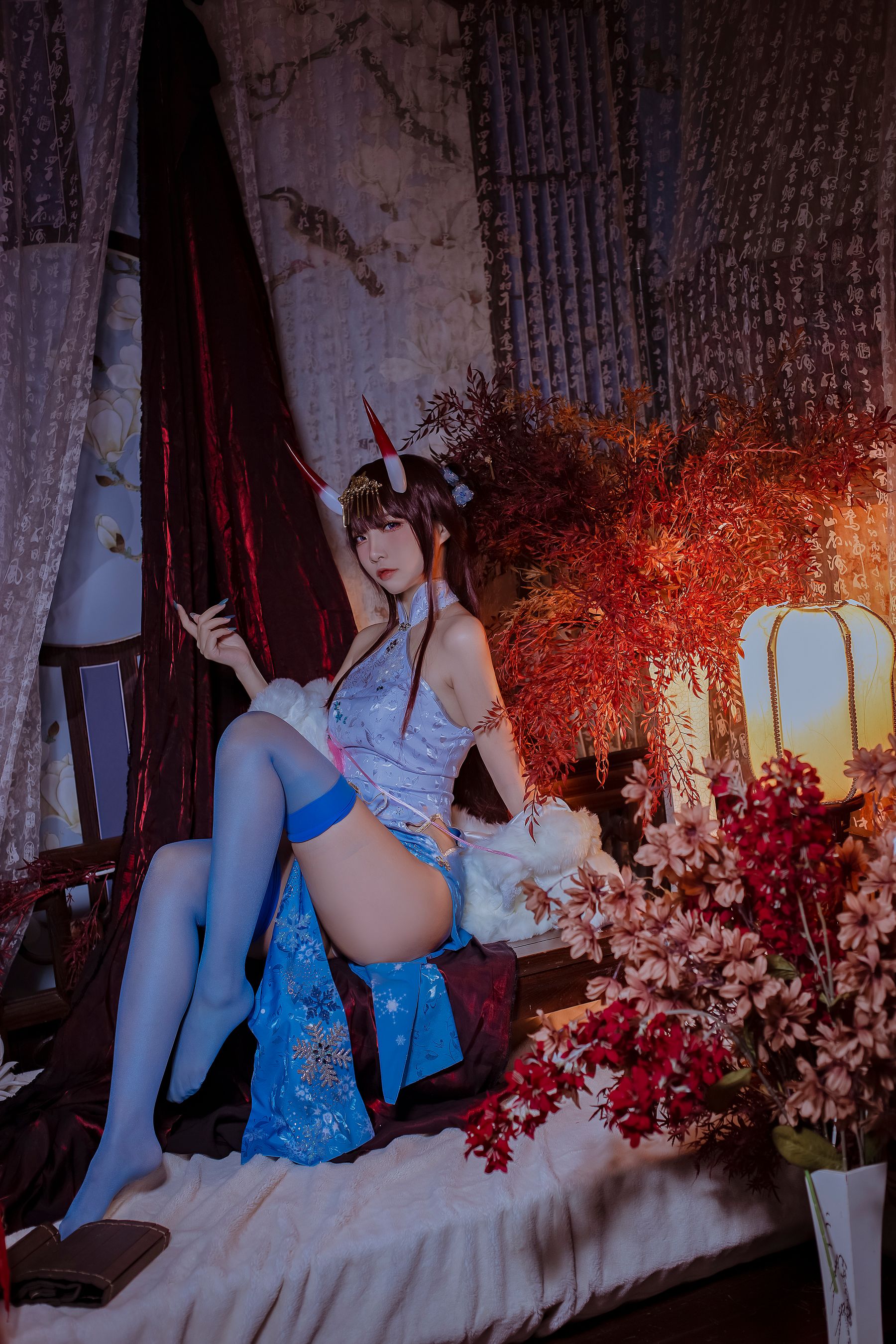 人气Coser二佐Nisa – 碧蓝航线 能代旗袍 写真套图-写真